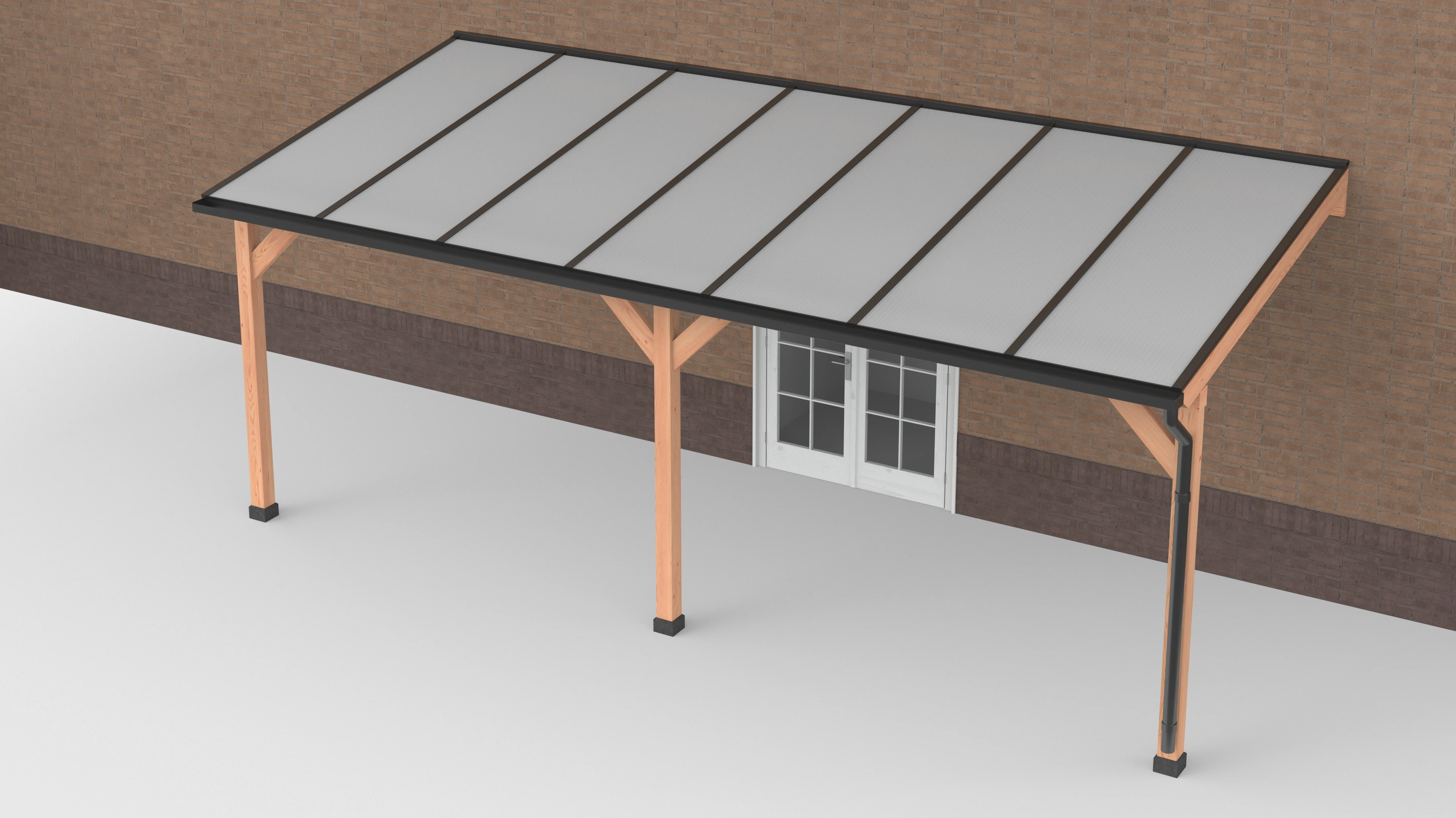 Douglas Terrasoverkapping Zwart Polycarbonaat Opaal Geschaafd 700 x 300 cm - Afbeelding 1
